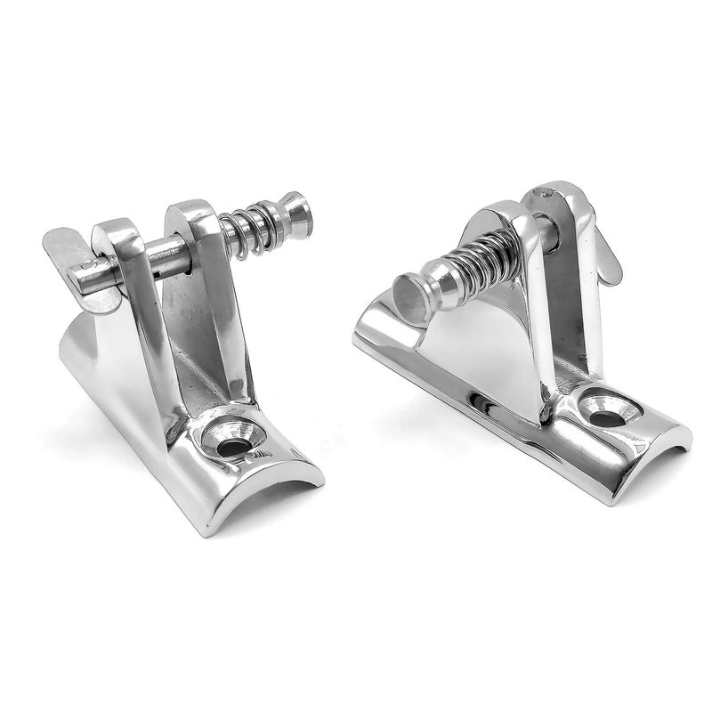 Amadget 2 PCS Bimini Top Deck Hinge 90Â°Fitting Concave Base Hardware with Quick Release Pin 316 Stainless Steel with Screws - Image 3